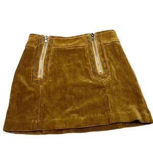 Pol Mustard Miniskirt - corduroy with zippers - small